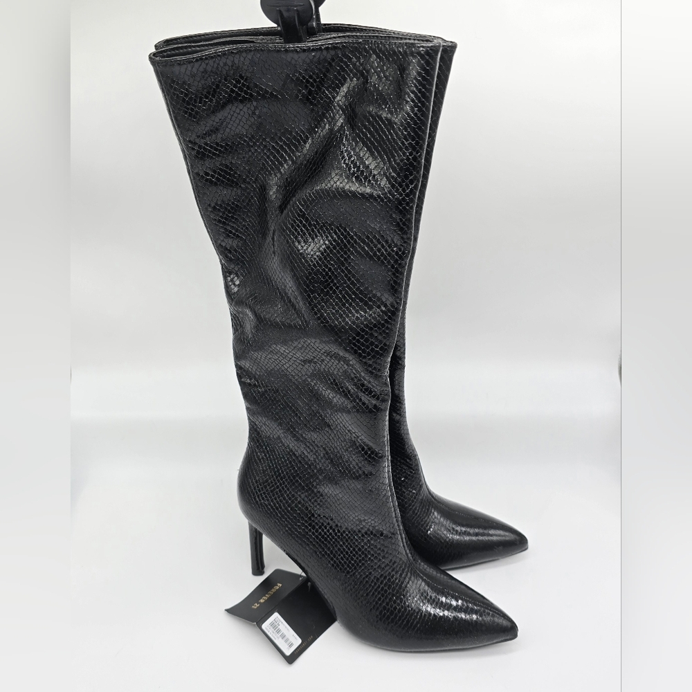 NWT Forever 21 Black Textured Heeled Boots Size 7